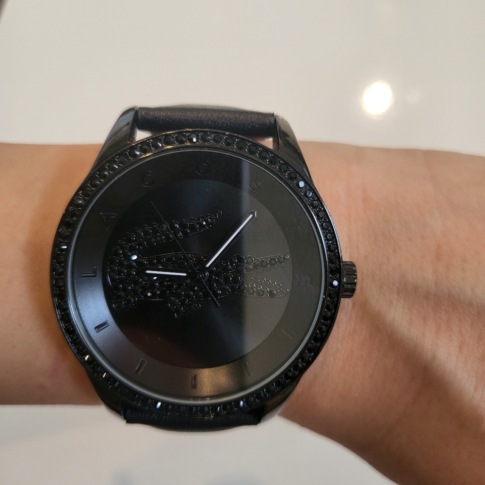 ---SOLD---Black watch with crystals.